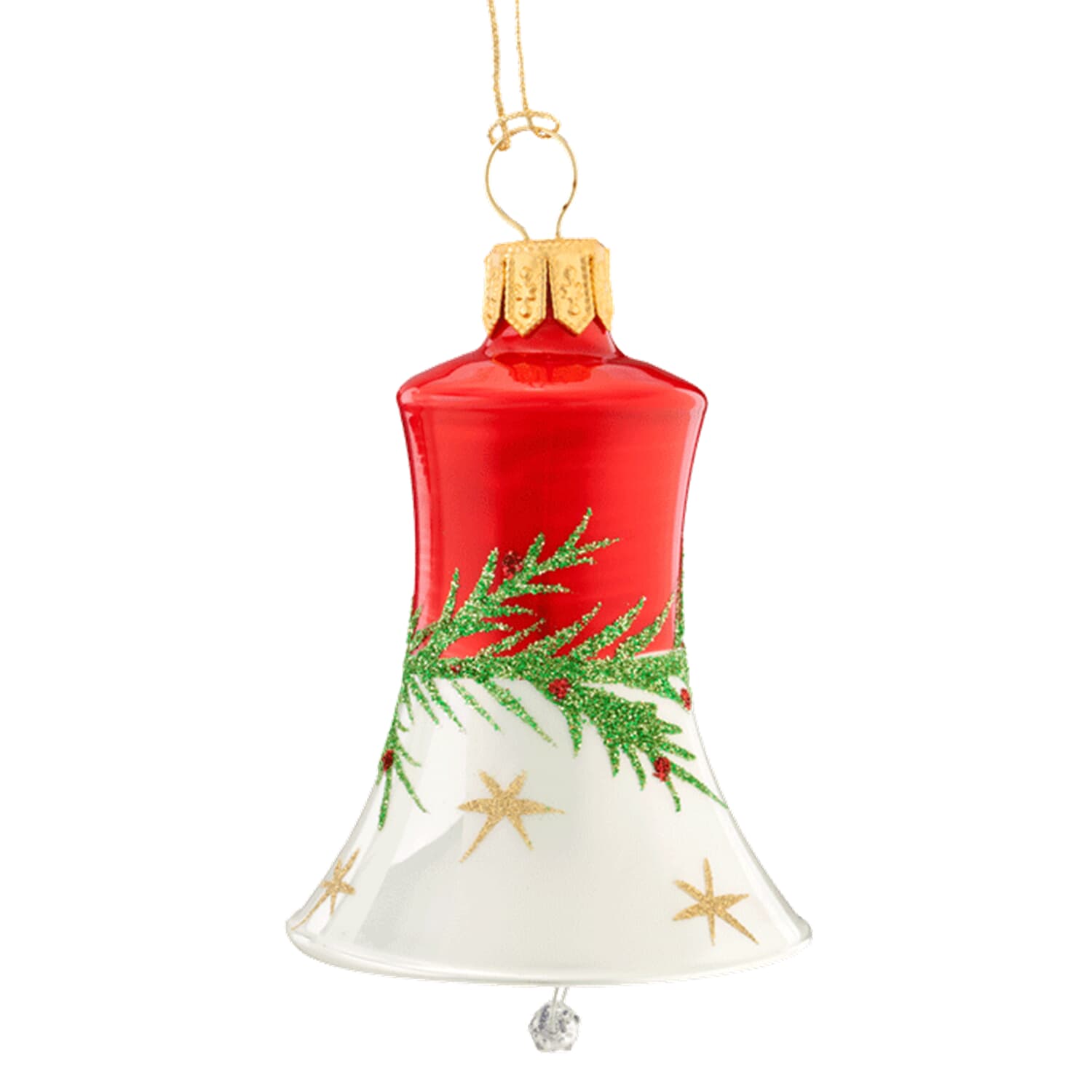 Glocken mit Rotkehlchen, Vogeldeko, Winter, Deko-Glocken für  Weihnachten Weiß/Rot Ø9cm H10cm 2er-Set-01505