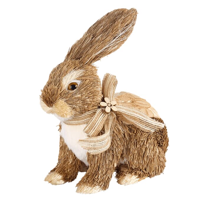 Standing straw rabbit with bow