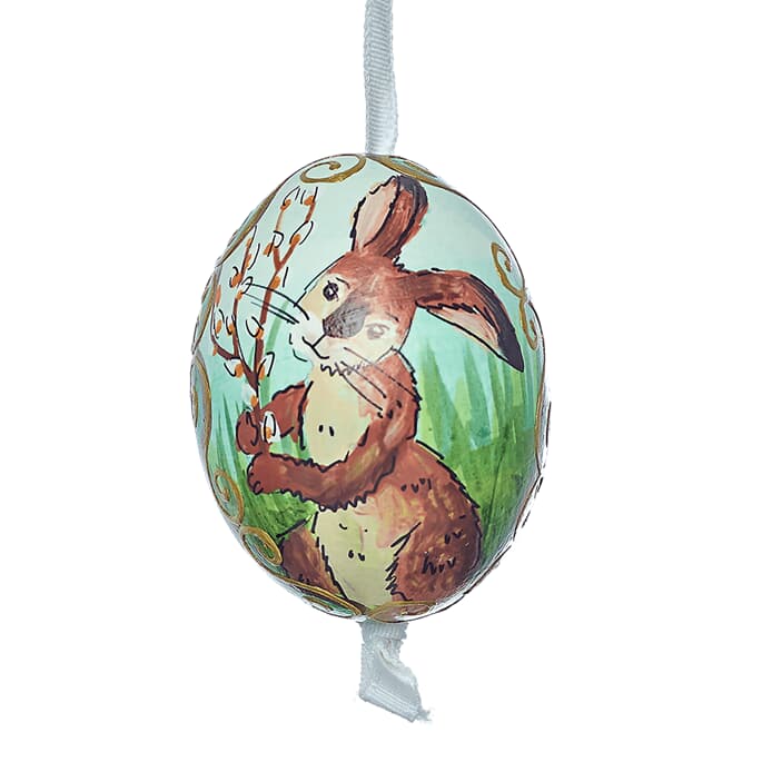Easter egg hare with willow branch